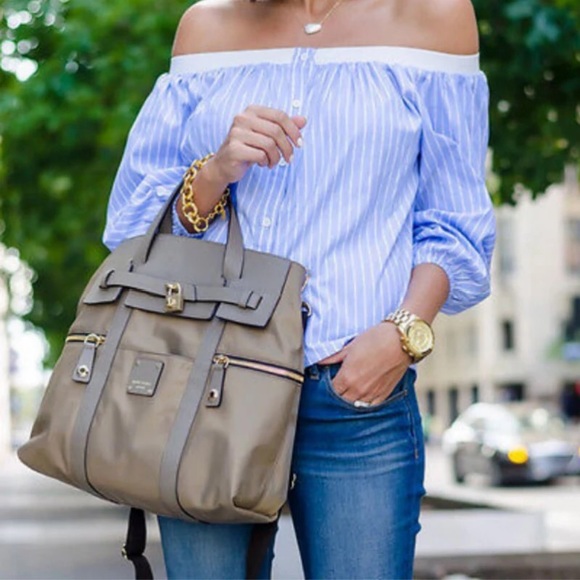 Tops - Off Shoulder Striped Button Front Top
